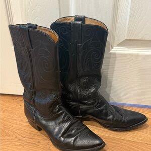 Black Leather Justin Cowboy Boots